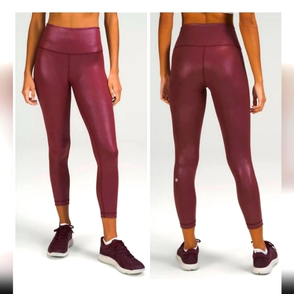 Lululemon wunder train high-rise Tight activewear metallic radiate red merlot - Picture 1 of 17